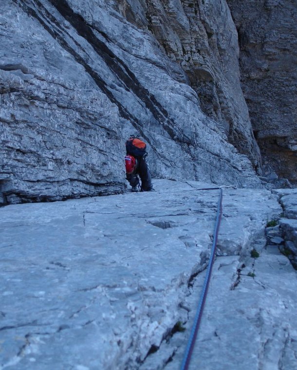 Climber climbing up