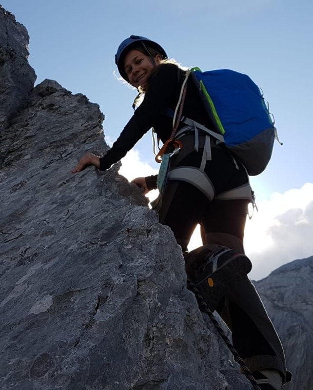 Climber in lead climbing