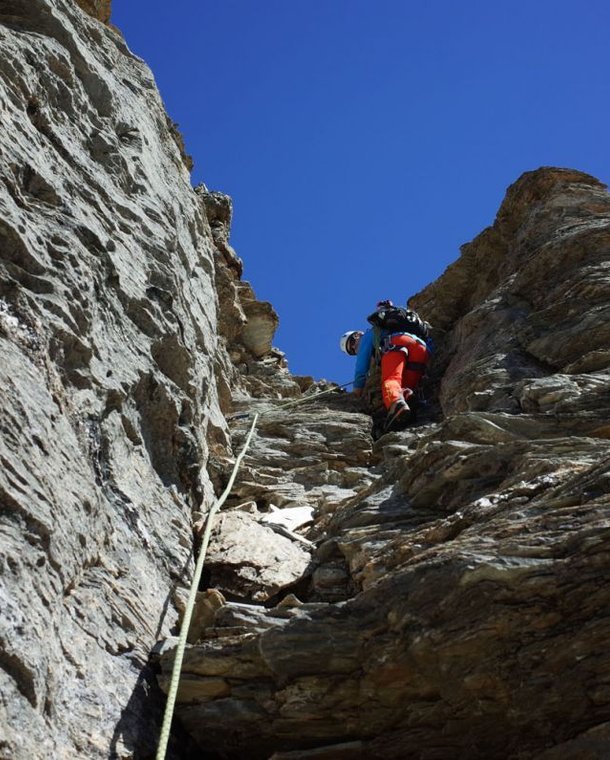 Climber in lead climbing