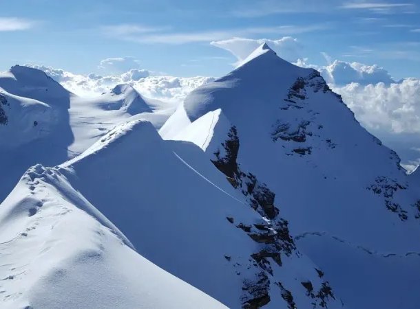 Snow-covered mountain peaks of the Monte Rosa Massif