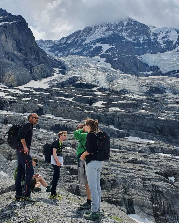 Hiker at the Eiger Glacier